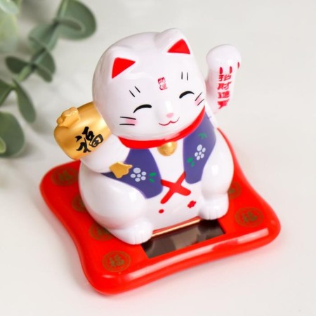 Plastic pendulum from the solar battery "Cat Mani-Neko in a vest" MIX 9x7.5x7 cm-5