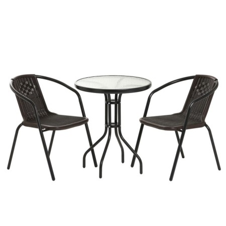 Set of garden furniture: table, 2 chairs, brown