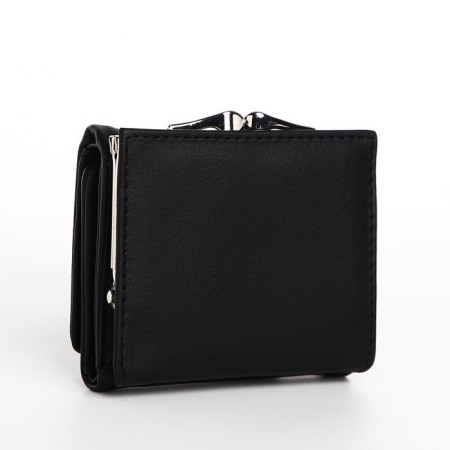 Women's wallet on the button, black color-1