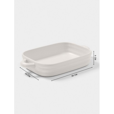 The baking form of the share "Zephyr", 38 × 22 × 6 cm, rectangular, ceramics, white-1