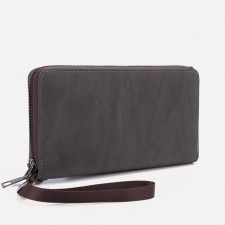 Male purse with lightning, department for bills, for cards, for coins, brown color