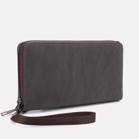 Male purse with lightning, department for bills, for cards, for coins, brown color