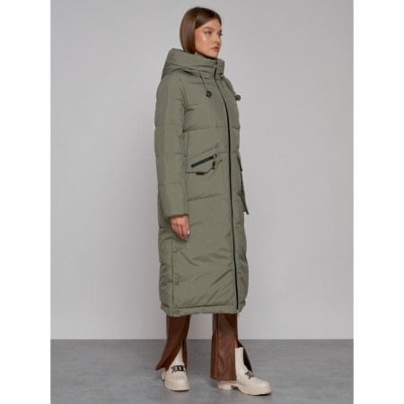 Coat insulated winter female, size 42, green color-2