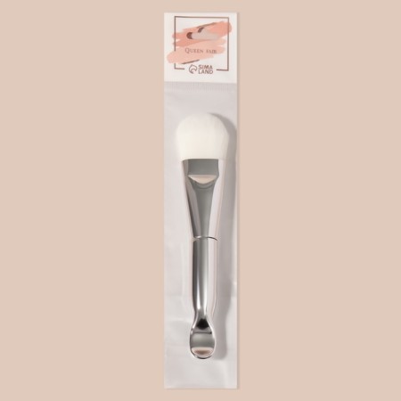 Silver masks brush, with a spatula, 14 (+/- 1) cm, silver/white color-7