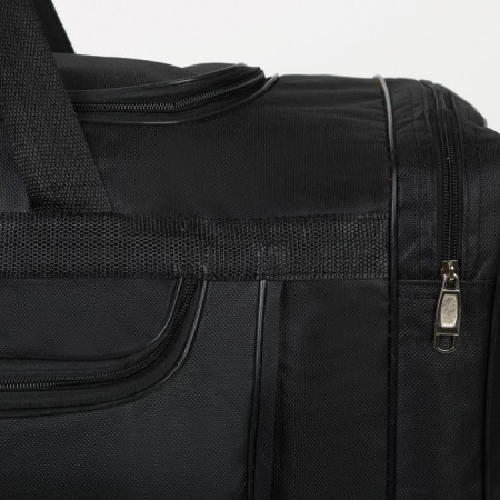 Road bag, 3 parts on zippers, external pocket, long belt, black color-2