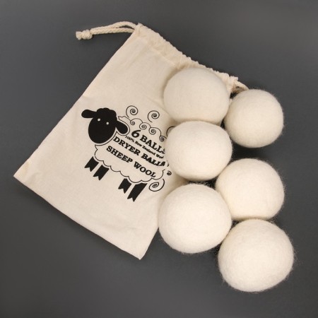 Woolen balls for washing and drying linen, 6 cm, white, 25 g-2