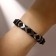 Bracelet unisex "power" geometry, black color with silver, 22 cm