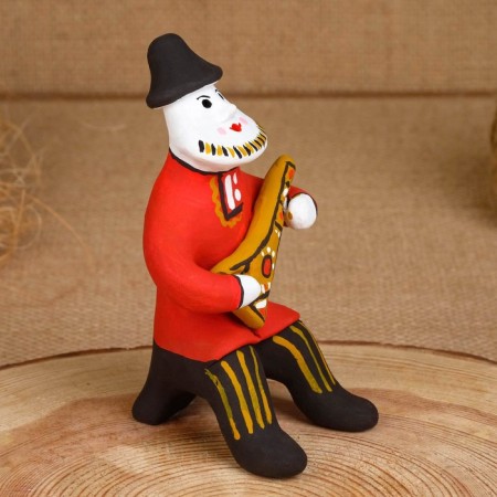 Souvenir "Man with a balalaika", 6 × 7 × 12 cm, Kargopol toy-1