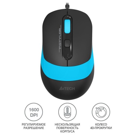 Mouse A4Tech FSTYLER FM10 Black/Blue Optical (1600DPI) USB (4BUT)-1