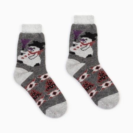 Women's socks "Snowman" Sand color, size 23