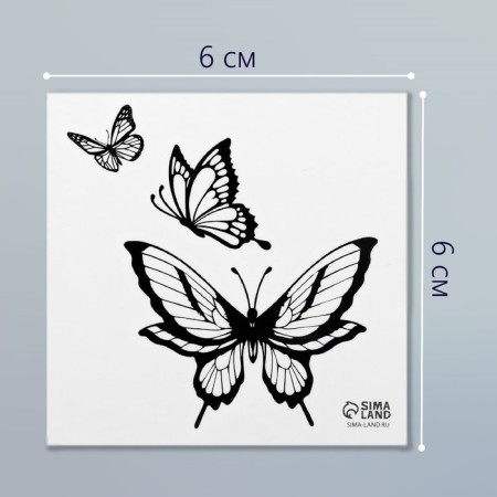 Black "butterfly" tattoo on the body 6x6 cm-1