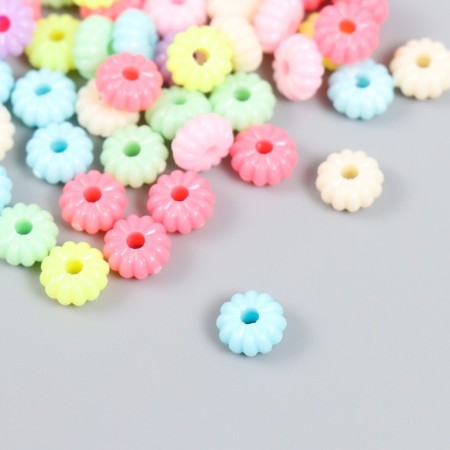 Beads for creativity plastic "Ribbed. Pastel colors" set 90 pcs 15 g 0.8x0.8 cm