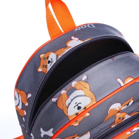 Baby backpack on lightning, external pocket, gray/orange color-5