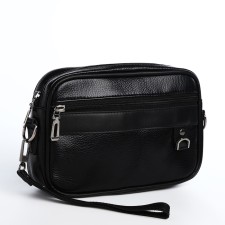 Male bag over the shoulder, artificial leather, black color
