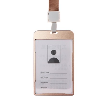 Badege-carman vertical (external 120 x 75mm), internal 100 x 69mm, metal, gold, tape 40 cm