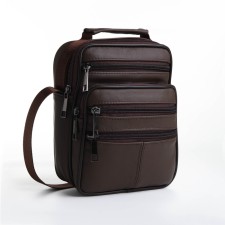 Male bag on lightning, long belt, brown color
