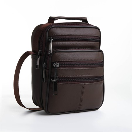 Male bag on lightning, long belt, brown color