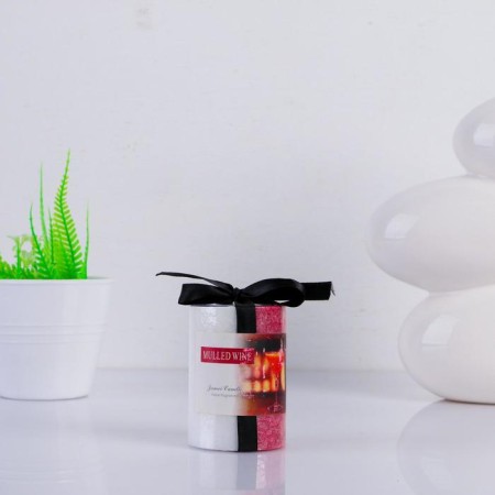 Candle cylinder 5x7.5cm, "crystalline pattern", mulled wine-2