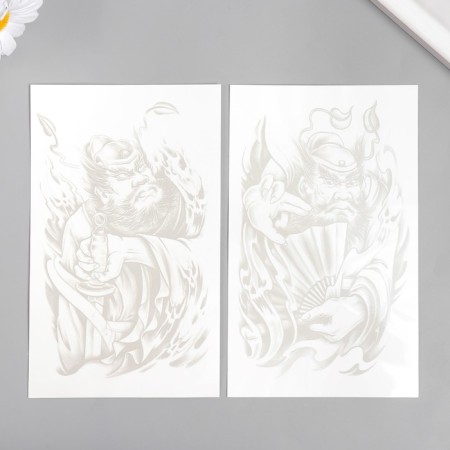 Tattoo on the body Blue "Chinese Warrior" mix 18x11 cm-2