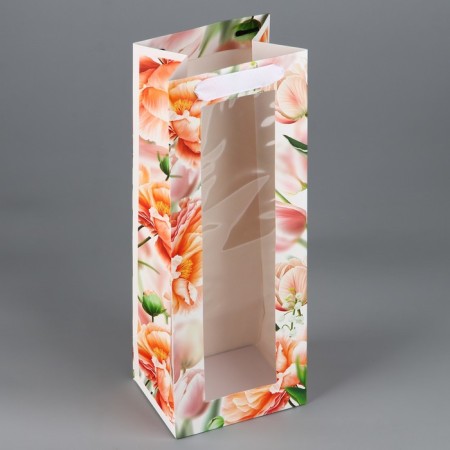 Gift package for a bottle, packaging, "flowers", 36 x 13 x 10 cm-3