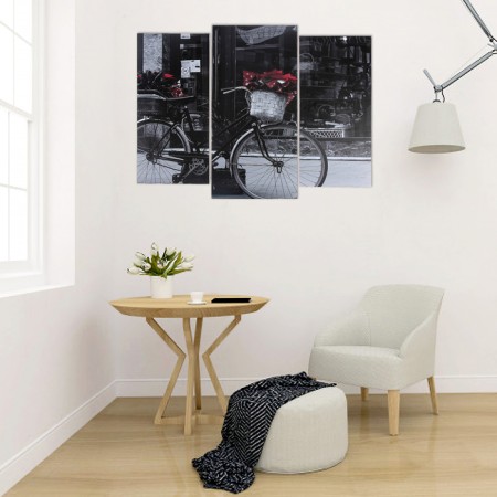 Modular picture "Black and white bike" (2-25x52; 1-30x60) 60x80 cm-3