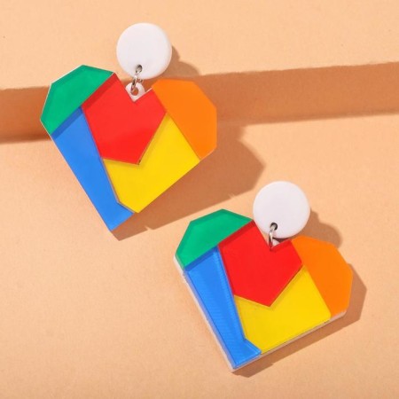 Earrings plastic "hearts" pieces, colored-1