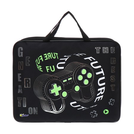 Folder with handles A4 textiles, 350 x 265 x 80 mm, PMD 4-22 "Joystick" (voluminous 3D rusunes with a metallic effect)-1