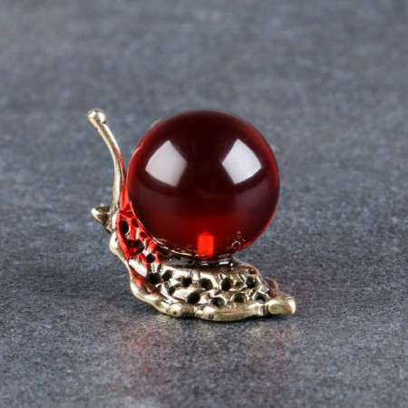 Square "Snail", brass, amber resin, 2.8x1.5x3.1 cm-2