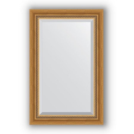 Mirror with fatset in a baguette frame - aged gold with weaving 70 mm, 53 x 83 cm, evoForm