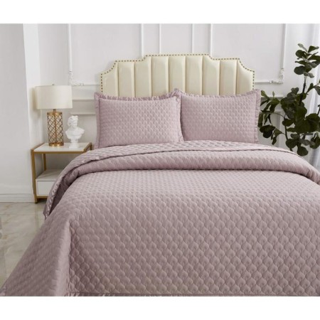 A set with a bedspread "Roxalan", size 160x220 cm, 50x70 cm, color tea rose-1