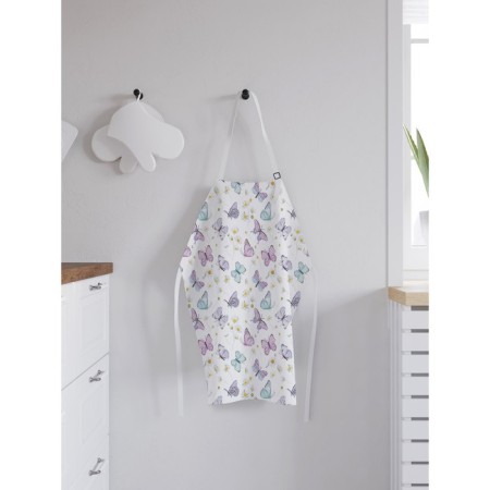 Apron of a kitchen with a photo print "Butterflies and chamomile", adjustable, size OS-1