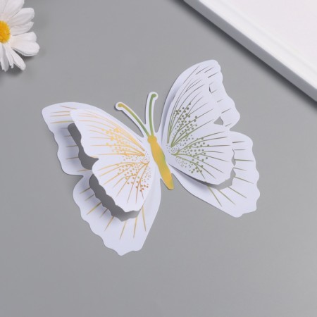 Plastic sticker "Blobes white with gold" double wings set 12 pcs 12 cm, 10 cm 8 cm-1