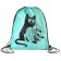 Back for shoes 420 x 340 mm, silk -screen printing, Phoenix "Cat with lemonade" turquoise 62501