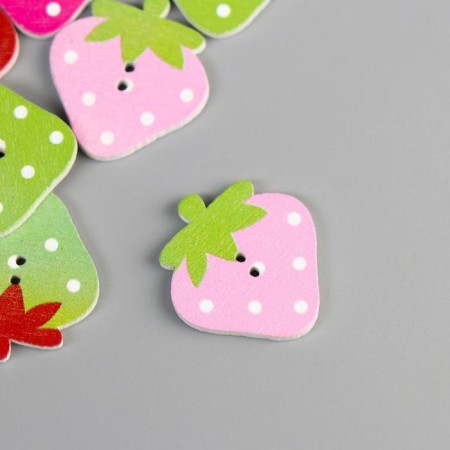 Buttons wood for creativity 2 punctures "strawberries" set of 15 pcs mix 2.5x2.2 cm-1