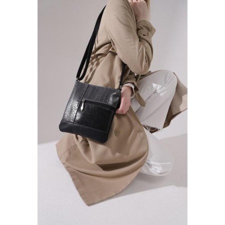 Cross-Bodi El Masta with a zipper, 2 outer pockets, a long belt, black/gray color-3