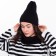 The female winter set (hat/snood), black color, size 56-58