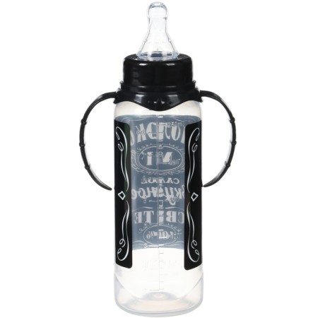 A bottle for feeding "Milk No. 1", a classic throat, with handles, 250 ml., 0 months., Black color-11