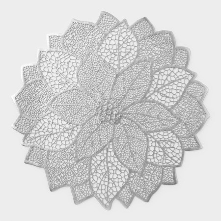 Serving napkin on the table "Flower", 38x38 cm, silver color