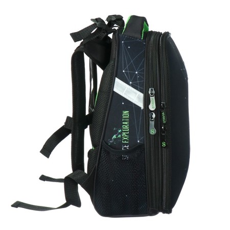 School backpack 38 x 30 x 16 cm, ergonomic back, stavia "drone", black-3