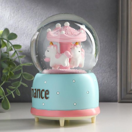Souvenir Polystone Water Ball Music "Carousel with Unicorns" is spinning a mix 15x10x10 cm-3