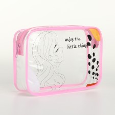 PVC silhouette cosmetic bag, 20*5*12, lightning department, pink