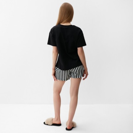 Female home set (T-shirt, shorts), Black-Time Street color, river 54-10