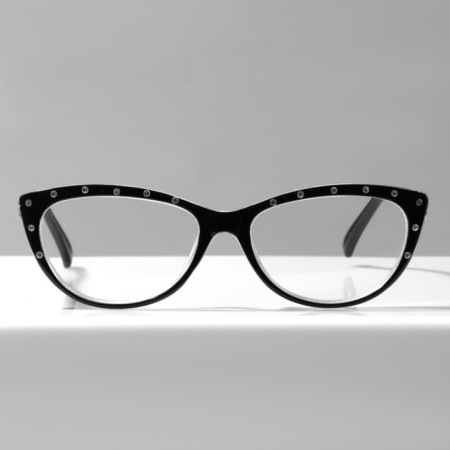 Glasses GA0513 (color: C4 black with rhinestones; diopter: +2; tint: no)-2