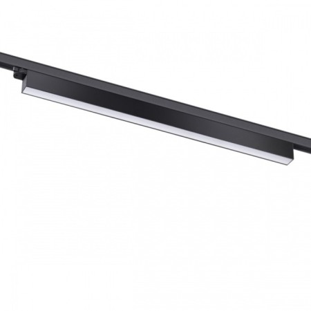 The lamp is a three -phase track LED Novotech. ITER, 40W, LED, 79x853x36 mm, black color