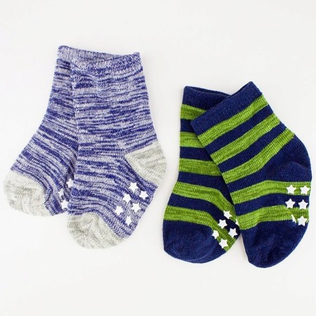 Socks anti-slip children's, blue/green color, size 8-10 (0-12 months)-2 pairs