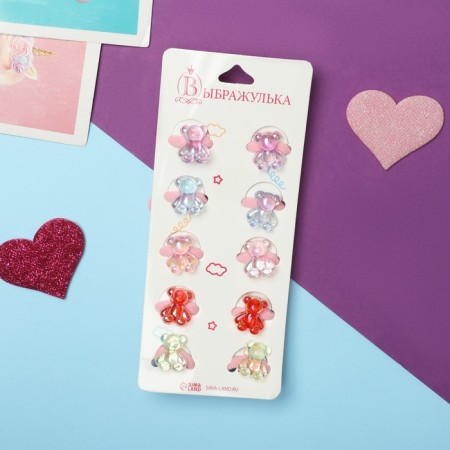 Hair gum "Baby" (set 10 pcs) Bear gloss, mix