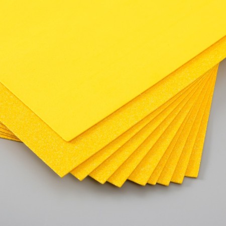 Foamiran glitter 2 mm, 20x30 cm, yellow-3
