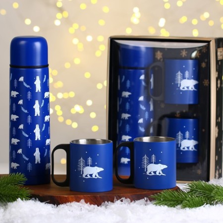 New Year! New Year's set "Zimushka", thermos 500 ml, mug 2 pcs-1