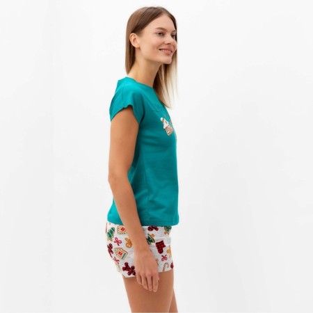 Female home set (T -shirt/shorts), green color, size 52-2