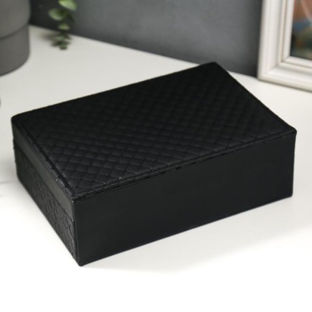 Casket to the leatherette for jewelry "with sequins" black 7.5x22x15 cm-5